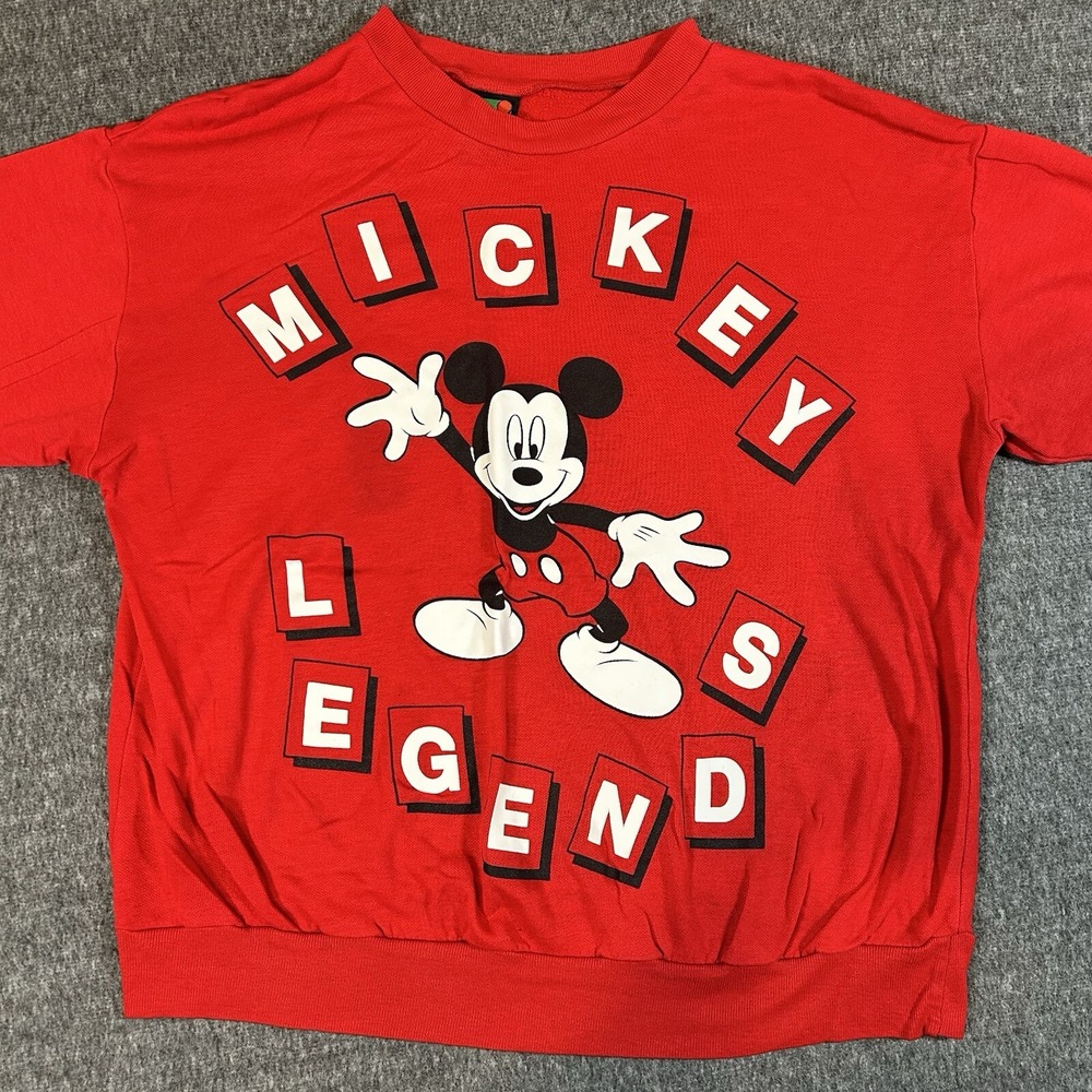 Vintage 90s Disney Mickey Legends Star Crewneck Red Adult XL Mickey Mouse‎